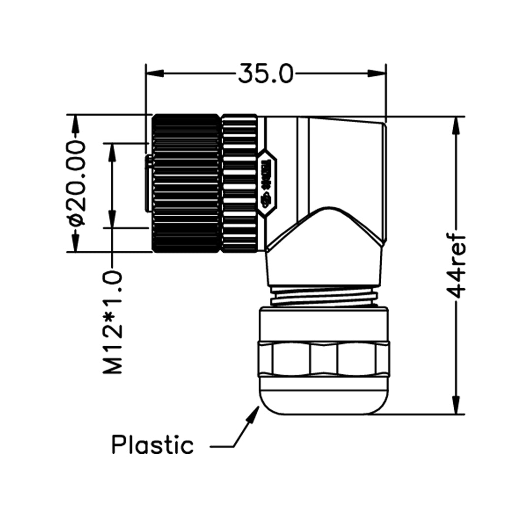 M12 4-pin A-Code Female Right Angle Connector