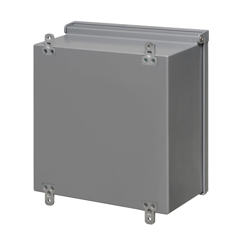 Enclosure Box 12" x 12" x 6", Indoor/Outdoor Non-Metallic, NEMA 3R Rated with Backplate - Grey