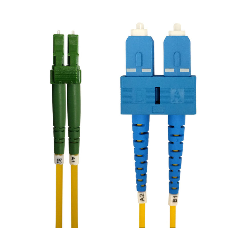 OS2 Singlemode Duplex LC/APC to SC 9 Micron - Fiber Optic Patch Cable - 3mm Jacket - LSZH/OFNR