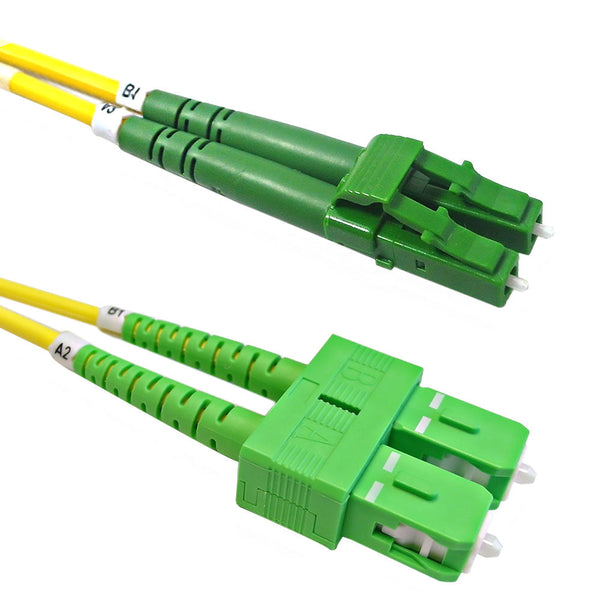 OS2 Singlemode Duplex LC/APC to SC/APC 9 Micron - Fiber Optic Patch Cable - 3mm Jacket - LSZH/OFNR