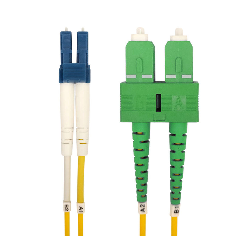 OS2 Singlemode Duplex LC to SC/APC 9 Micron - Fiber Optic Patch Cable - 3mm Jacket - LSZH/OFNR