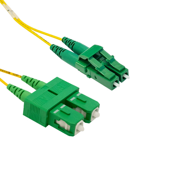 OS2 Singlemode Duplex LC/APC to SC/APC 9 Micron - Fiber Optic Patch Cable - 1.2mm Jacket - OFNR