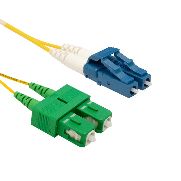 OS2 Singlemode Duplex LC to SC/APC 9 Micron - Fiber Optic Patch Cable - 1.2mm Jacket - OFNR