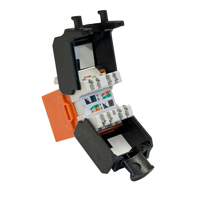 RJ45 Cat6a Slim Profile 180 Degree Jack, 110 Punch-Down Style or Tool-Less