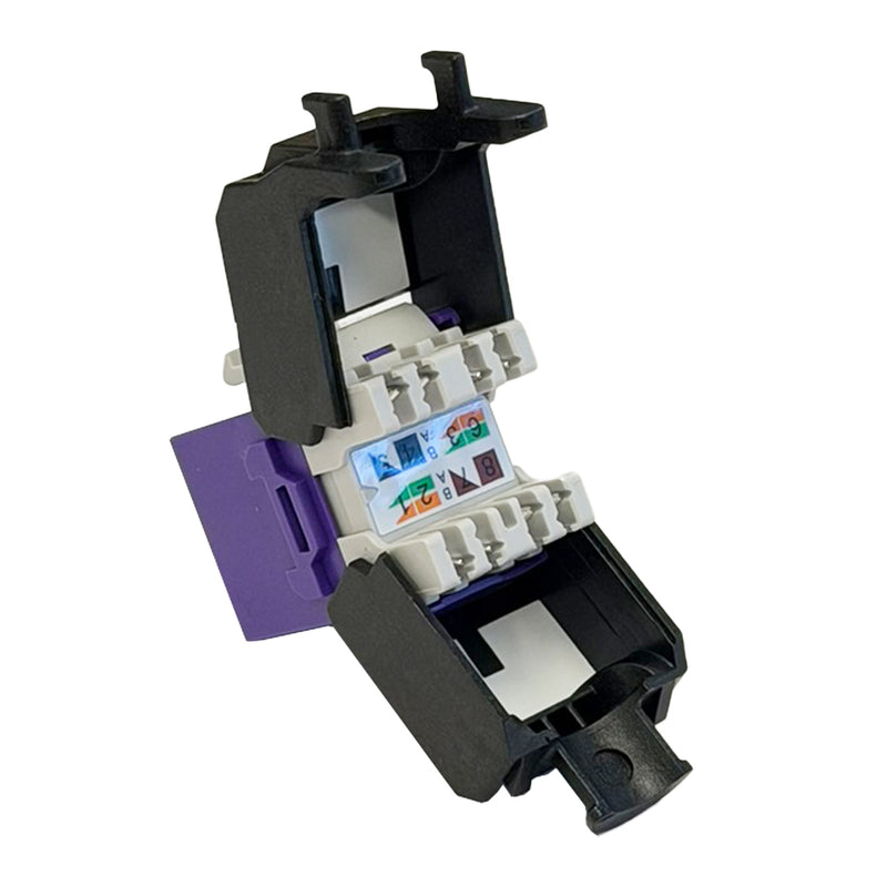 RJ45 Cat6a Slim Profile 180 Degree Jack, 110 Punch-Down Style or Tool-Less