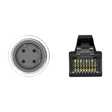 DRRI M12 4pin D-Code Male to RJ45 Waterproof Ethernet Shielded Cable for Industrial Ethernet Applications (1M