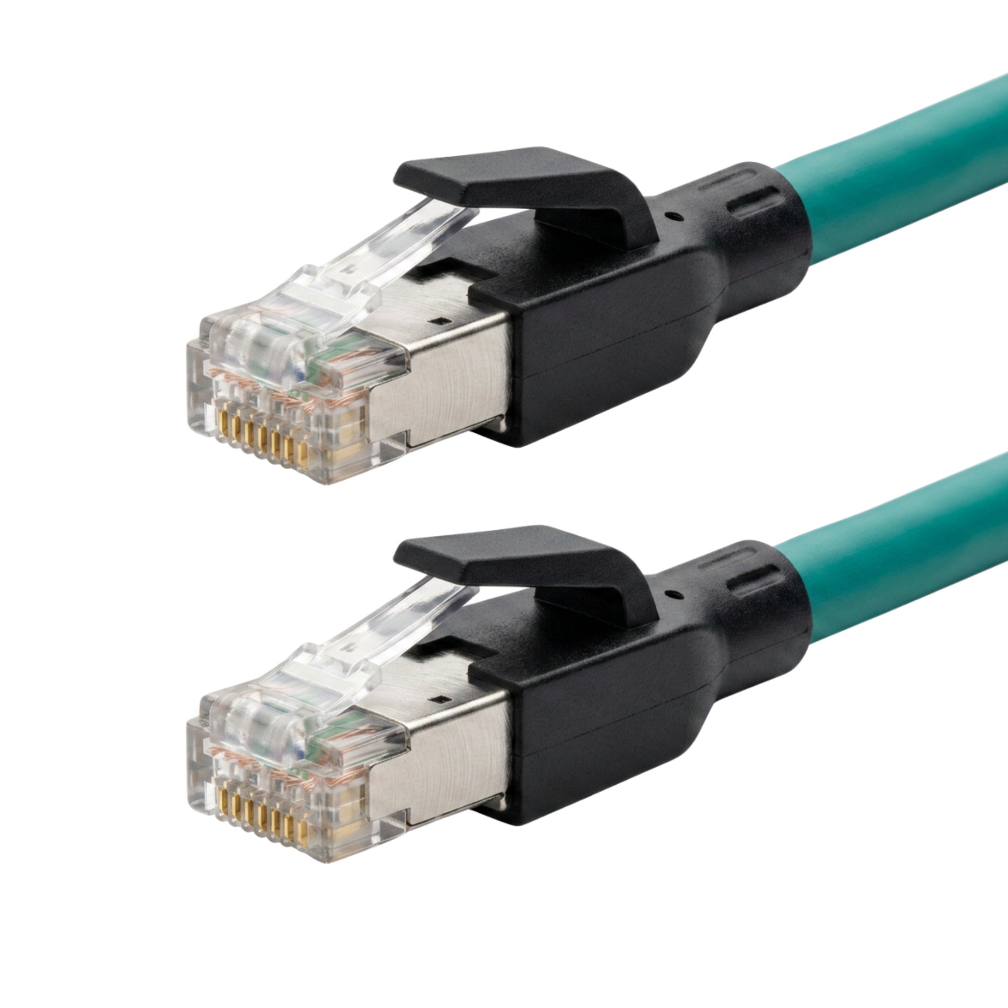 M12 8-pin RJ45 Male Straight to RJ45 Male Straight 10G CAT6A Drag Chain Cable Assemblies SF/UTP PUR
