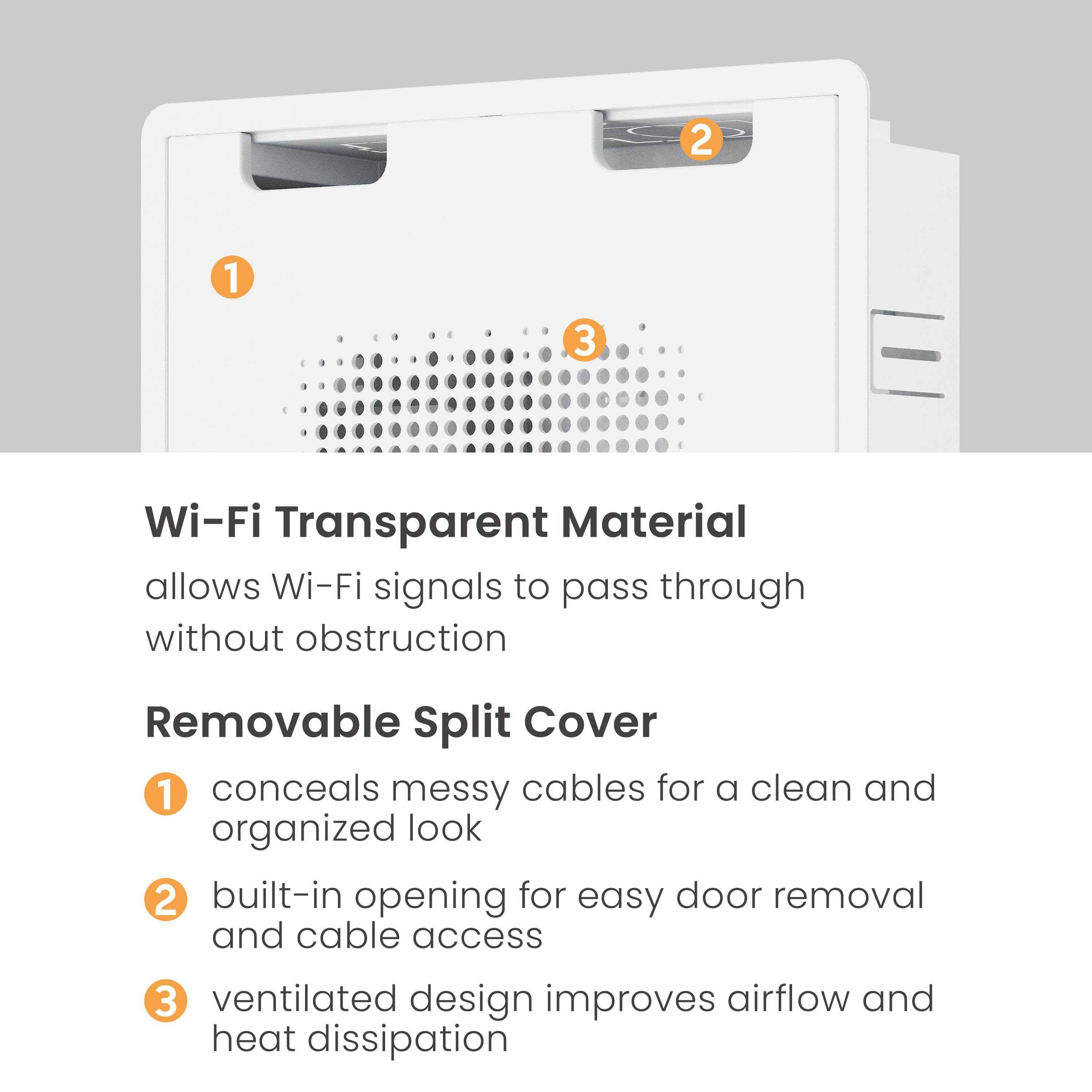 In-wall Media Enclosure Box with Cover 19.7" x 15.2" x 3.9" - Two Device Holders - White