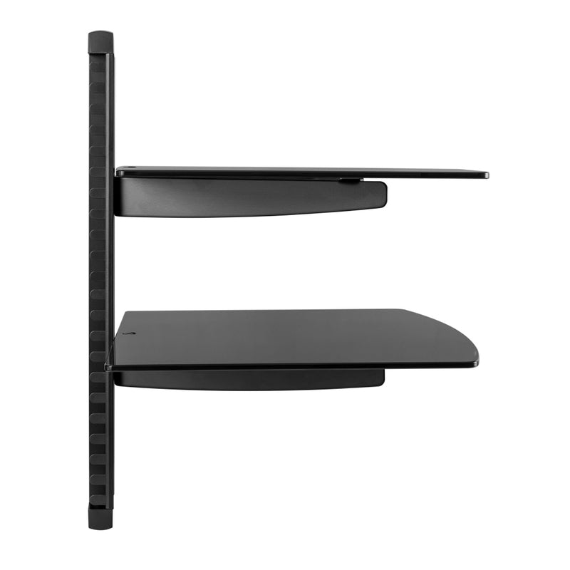 Media Player - A/V Component Wall Mount Dual Shelf, Glass - Black