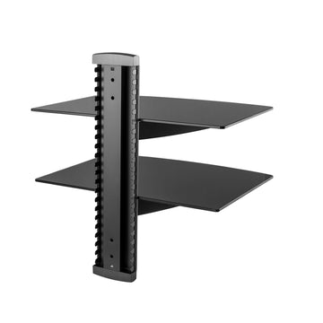 Media Player - A/V Component Wall Mount Dual Shelf, Glass - Black