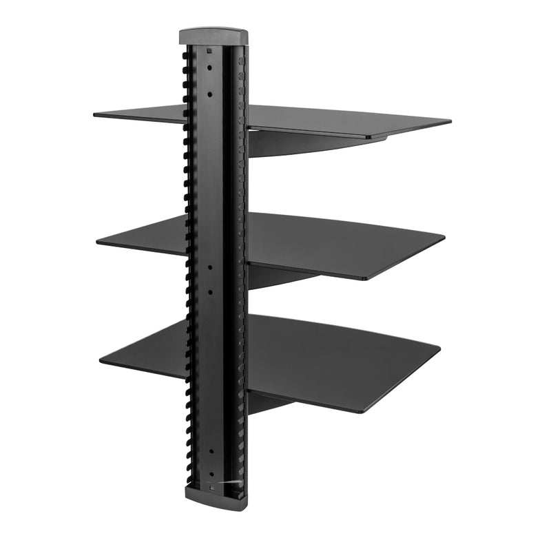Media Player - A/V Component Wall Mount Triple Shelf, Glass - Black