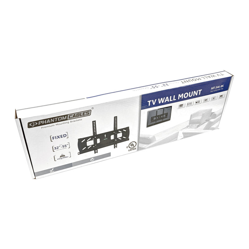 Fixed TV Wall Mount Bracket for Flat and Curved LCD/LEDs -  Fits Sizes 32-55 inches - Maximum VESA 400x400