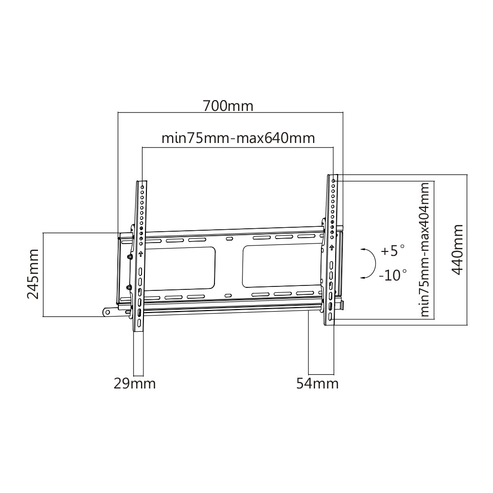 Tilting Mount TV Wall Mount Bracket for Flat and Curved LCD/LEDs - Fits Sizes 37-80 inches - Maximum VESA 600x400
