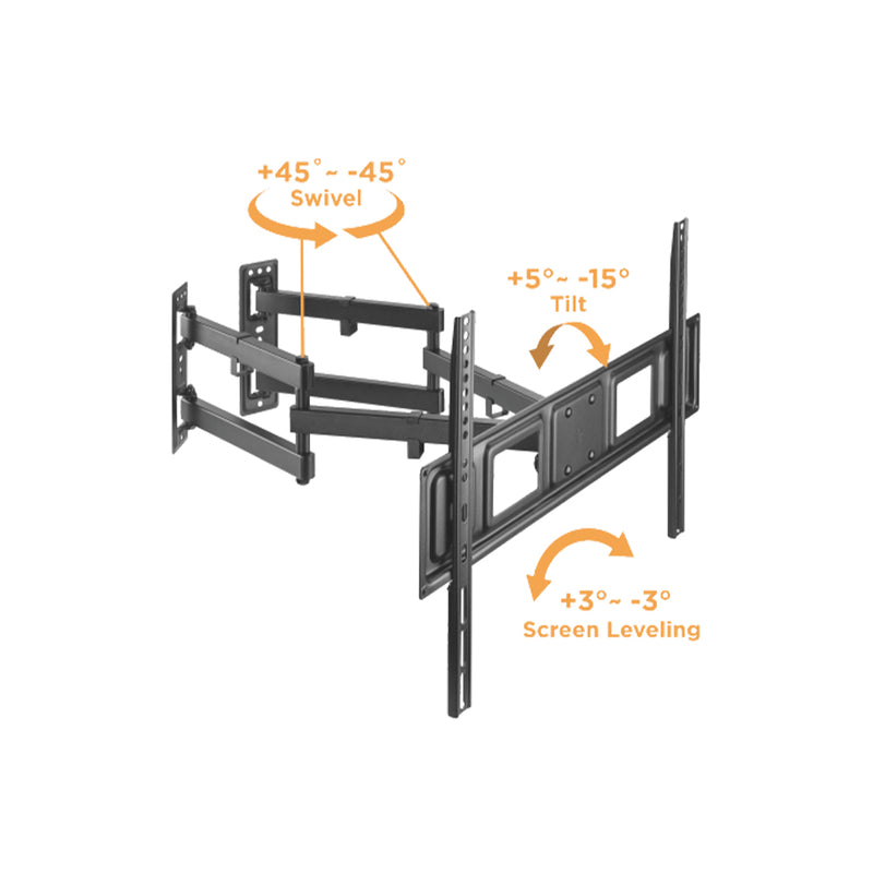 Tilt & Swivel Corner TV Wall Mount Bracket for Flat LCD/LEDS - Fits Sizes 37-70 inches - Maximum VESA 600x400