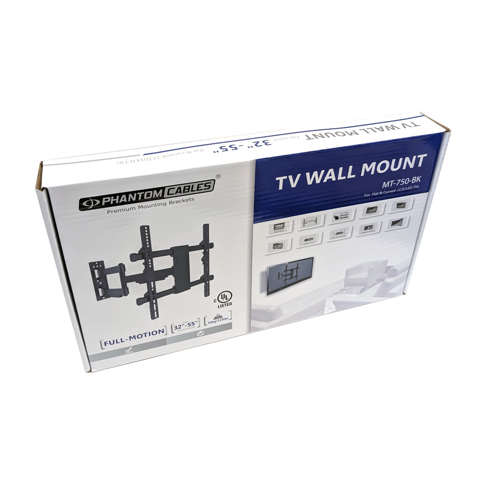 Full Motion Mount TV Wall Mount Bracket for Flat and Curved LCD/LEDs - Fits Sizes 32 to 55 inches - Maximum VESA 400x400