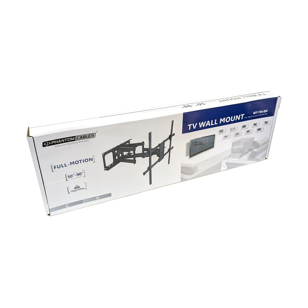 Full Motion Mount TV Wall Mount Bracket for Flat and Curved LCD/LEDs - Fits Sizes 50 to 90 inches - Maximum VESA 800x600