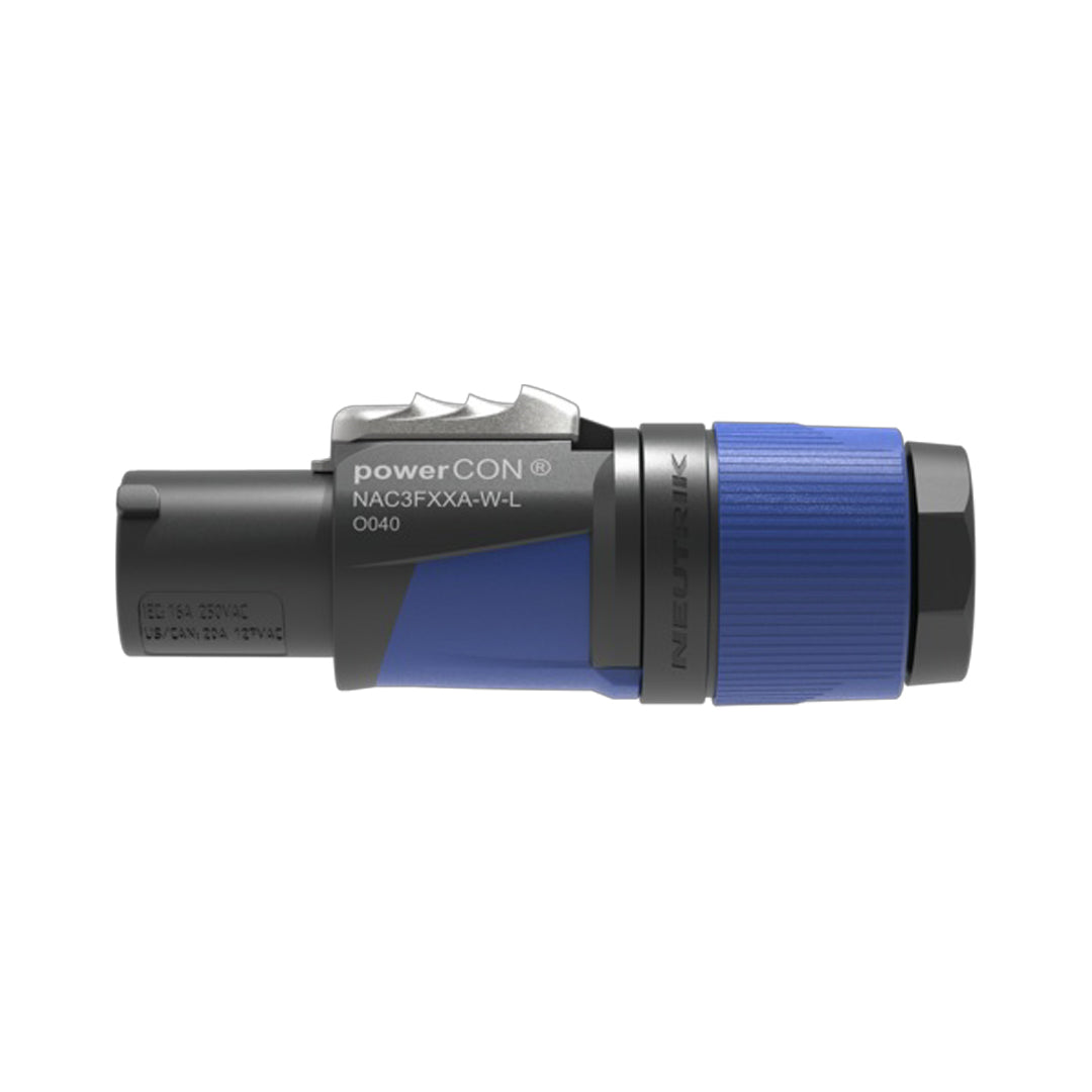 Neutrik 2 Pole 3 Wire AC Power-in Cable Connector - Blue (for 10-16mm diameter cable)