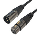 XLR 3-pin Male to XLR 3-pin Female Balanced Cable - Black