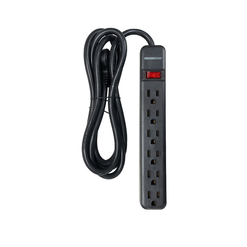 6 Outlet Power Strip - 45 Degree Angle 5-15P Plug - Black