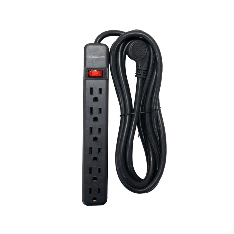 6 Outlet Power Strip - 45 Degree Angle 5-15P Plug - Black