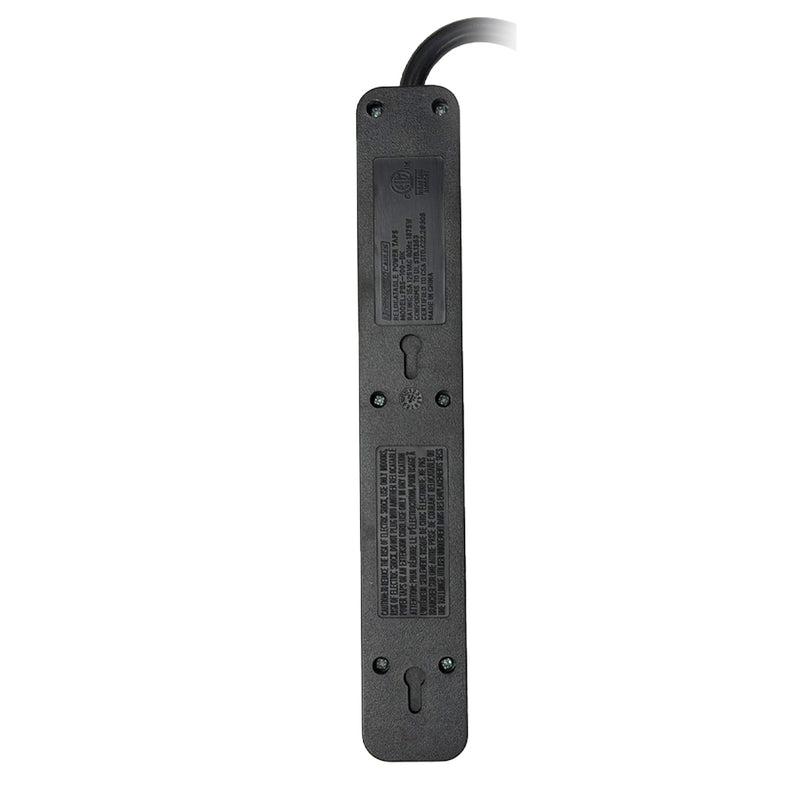 6 Outlet Power Strip - 45 Degree Angle 5-15P Plug - Black
