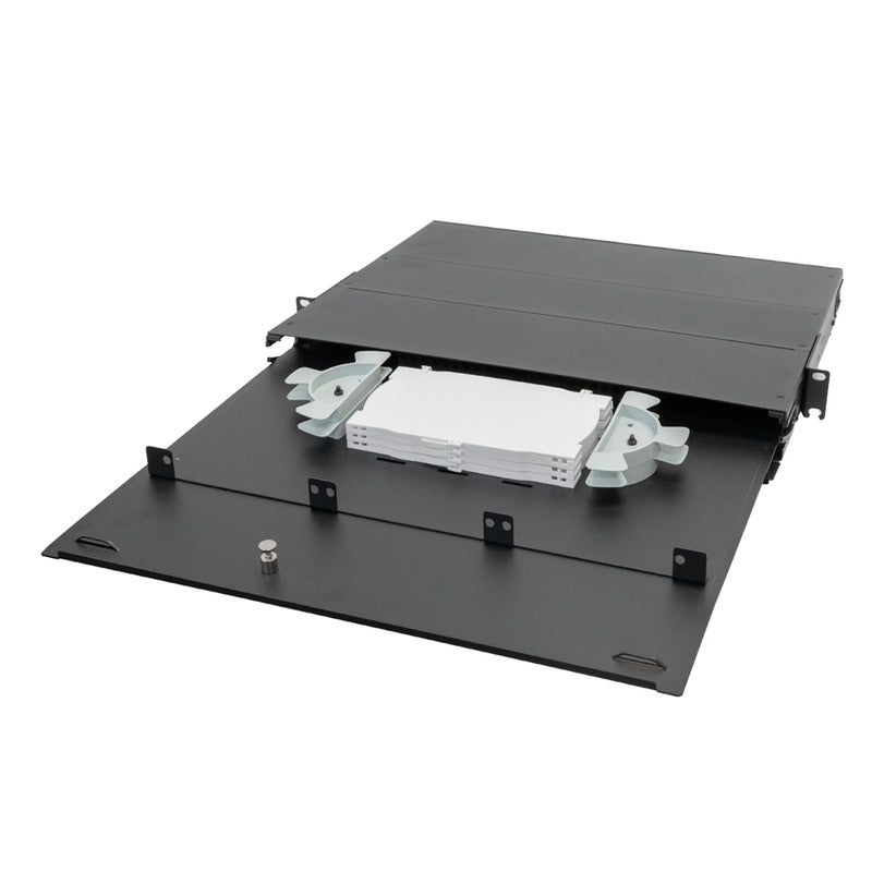 1U Premium LGX Style Sliding Panel (holds 3 cassettes) - Black