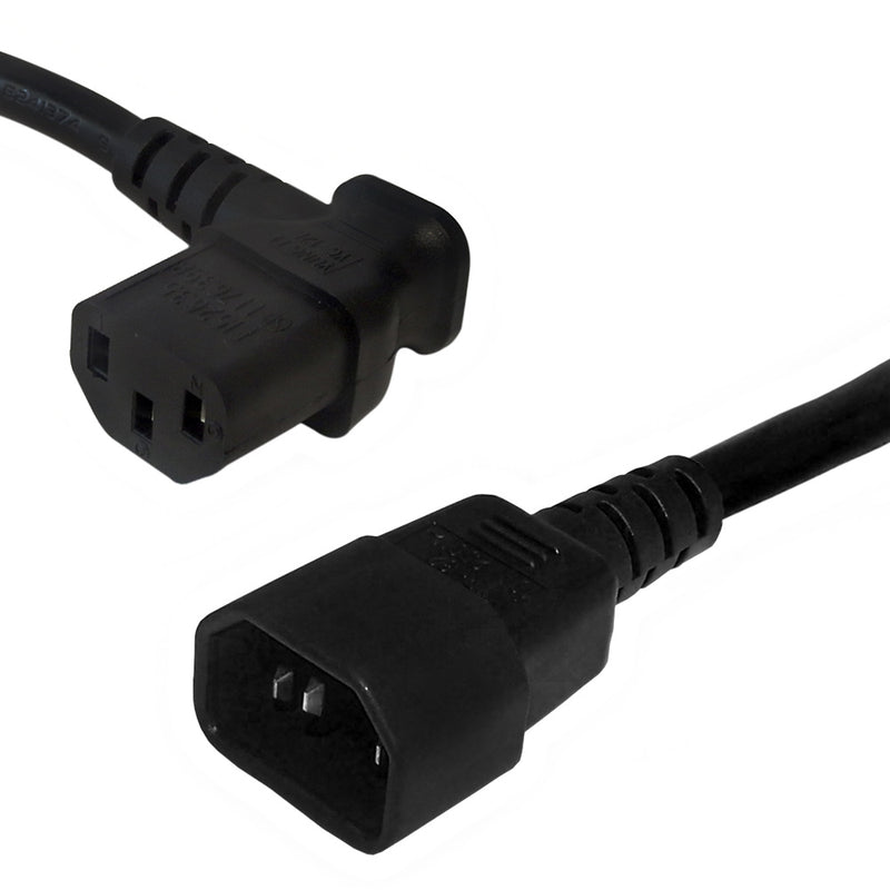 IEC C13 Left Angle to IEC C14 Power Cable - 18AWG - SJT Jacket