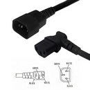 IEC C13 Right Angle to IEC C14 Power Cable - 18AWG - SJT Jacket
