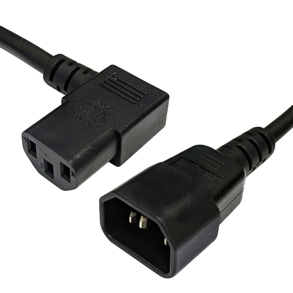 IEC C13 Left Angle to IEC C14 Power Cable - 18AWG - SJT