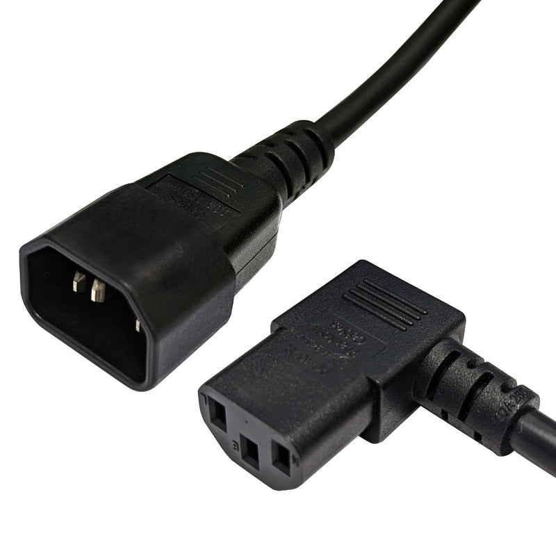 IEC C13 Right Angle to IEC C14 Power Cable - 18AWG - SJT Jacket