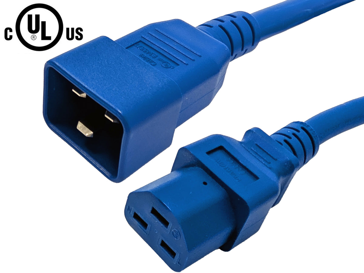 IEC C20 to IEC C21 Power Cable - SJT Jacket - 12AWG (250V 20A)
