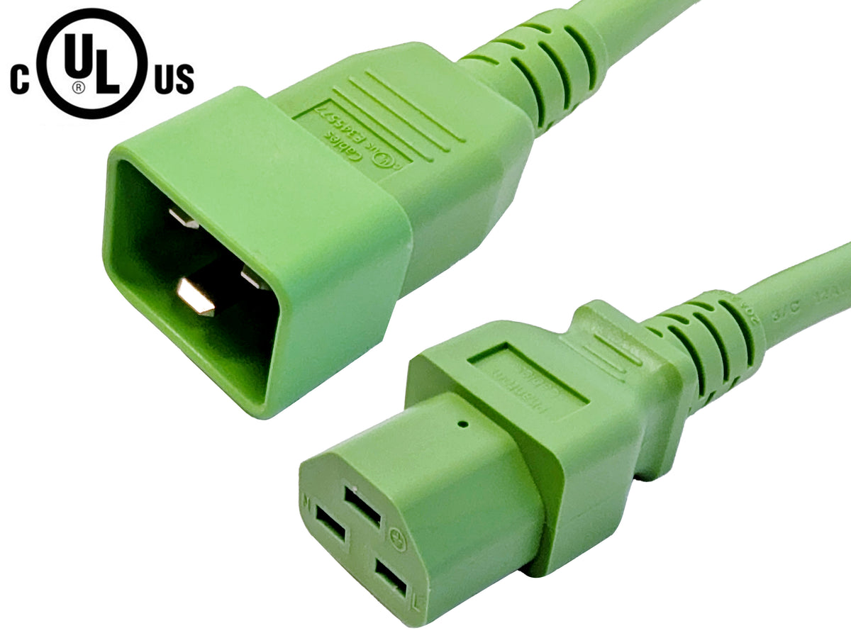 IEC C20 to IEC C21 Power Cable - SJT Jacket - 12AWG (250V 20A)
