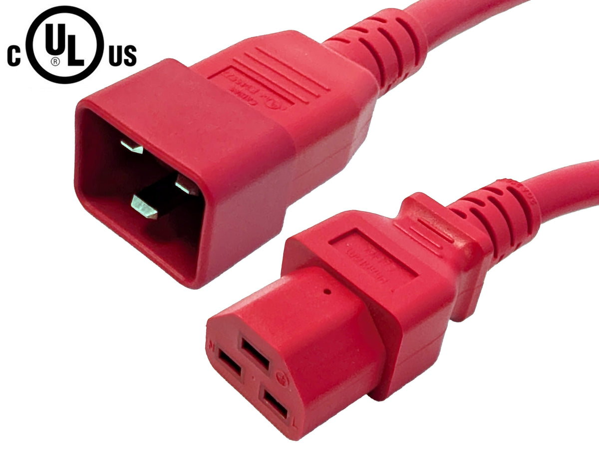 IEC C20 to IEC C21 Power Cable - SJT Jacket - 12AWG (250V 20A)