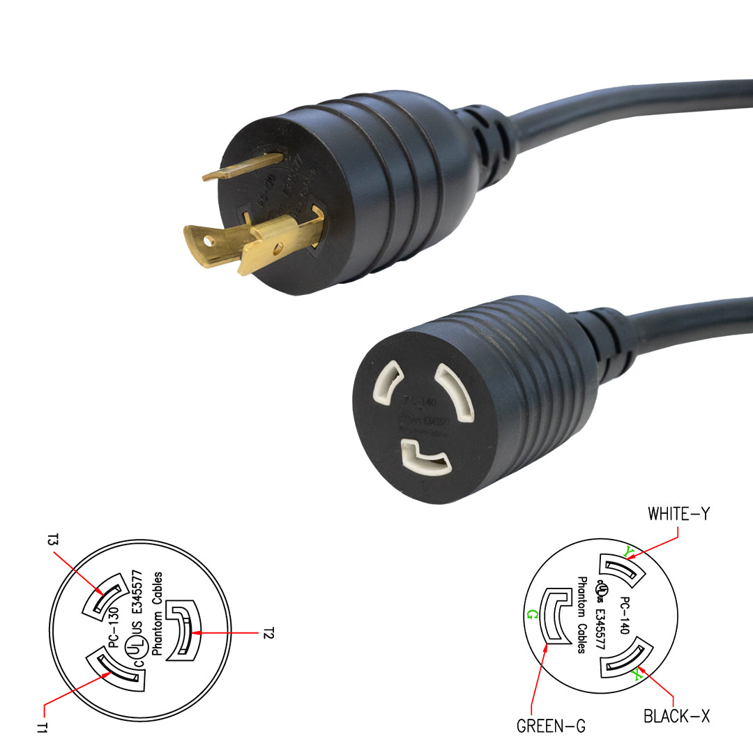 NEMA L5-20P to NEMA L5-20R Power Cable - 12AWG - SJT Jacket