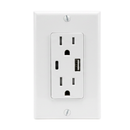 Tamper Resistant Duplex Power Receptacle With Type-A & Type-C USB Ports