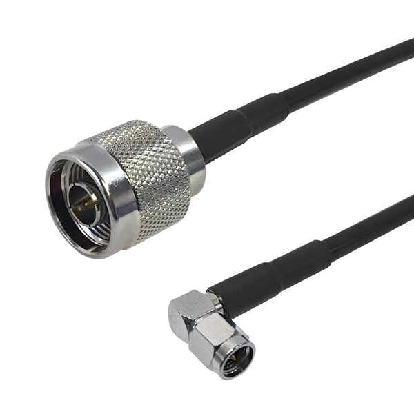 Premium Phantom Cables Times Microwave LMR-195 N-Type Male to SMA Male Cable (Right Angle)