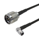 Premium Phantom Cables Times Microwave LMR-195 N-Type Male to SMA Male Cable (Right Angle)