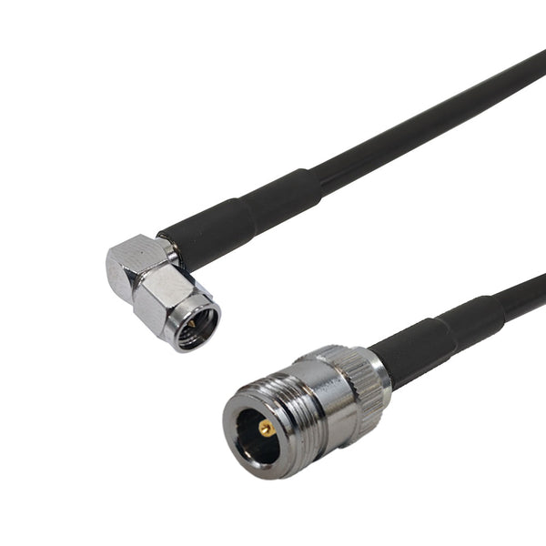 Premium Phantom Cables Times Microwave LMR-195 N-Type Female to SMA Male (Right Angle) Cable