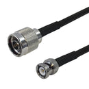 Premium Phantom Cables Times Microwave LMR-240 Ultra Flex N-Type Male to BNC Male Cable