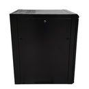 Wall Mount Cabinet 15U x 19.5 inch Usable Depth, Glass Door - Black