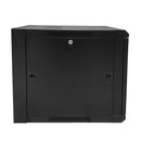 Wall Mount Cabinet 9U x 23 inch Usable Depth, Glass Door - Black