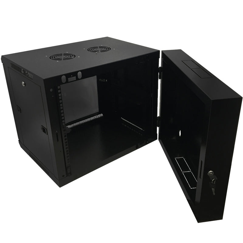 Wall Mount Swing-Out Cabinet 9U x 18.5 inch Usable Depth - Black