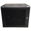 Wall Mount Swing Cabinet 9U x 18.5" Usable Depth - Perforated Doors - Black