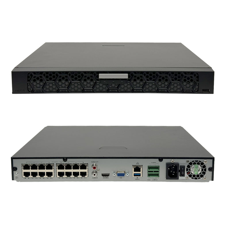16-Channel IP NVR - 12MP - 4K 320Mbps - 16x PoE - 2x SATA