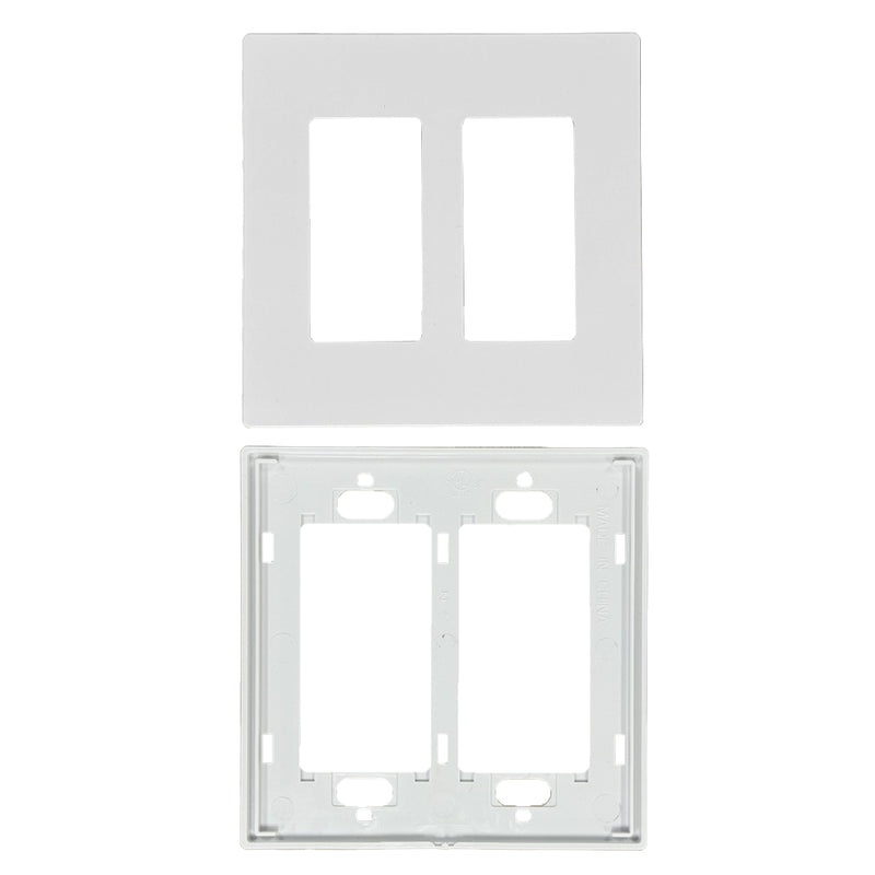 Decora Screw-Less Wall Plate- Double Gang - White