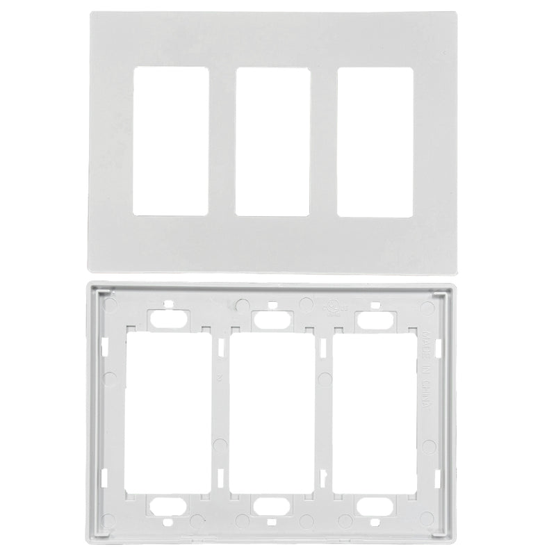 Decora Screw-Less Wall Plate- Triple Gang - White