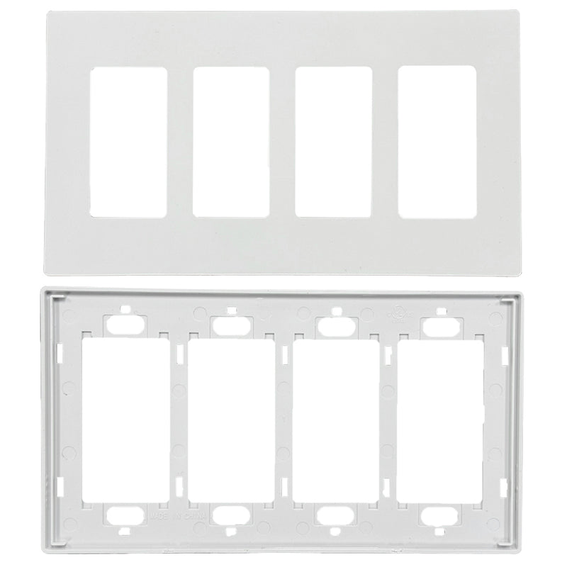 Decora Screw-Less Wall Plate- Quad Gang - White