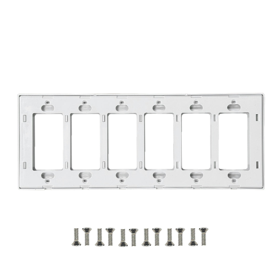 Decora Screw-Less Wall Plate- Six Gang - White