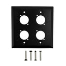 Double Gang, 4 x D-Cut Stainless Steel Wall Plate - BLACK