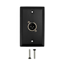 Single Gang 1 x XLR Male Stainless Steel Wall Plate Kit - BLACK